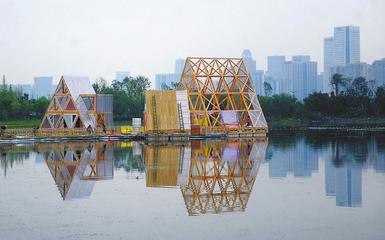 湖上漂來(lái)音樂廳 成都錦城湖修建漂浮在湖上的群島
